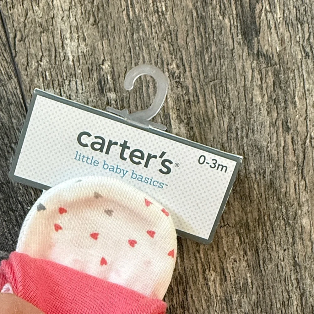 Carter's Baby girl 3-Pack Scratch Mittens (0-3 MONTHS) cotton pink new